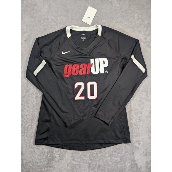 Nike Volley Ball Shirt Womens Size Large Black Gear Up #20 Active Performance - Picture 1 of 9